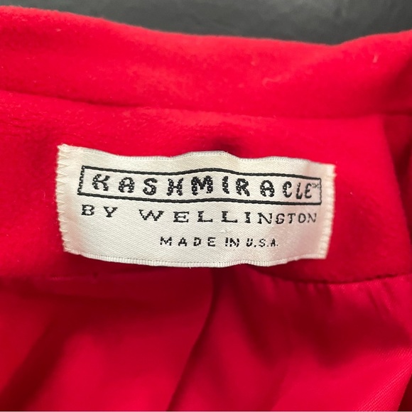 80s Vintage Kashmiracle by Wellington Wool Long Red Coat Jacket Red Size Large - Picture 3 of 13